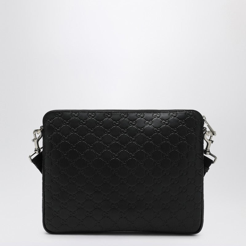 Gucci Medium Black Gg Emblem Shoulder Bag Men