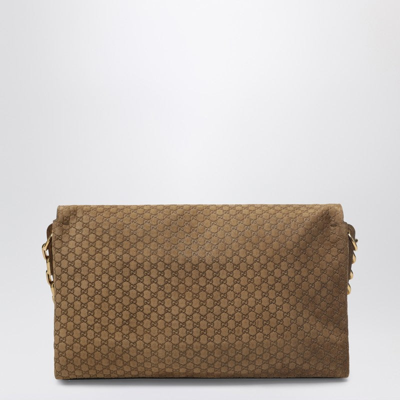 Gucci Large Beige Gg Suede Shoulder Bag Women