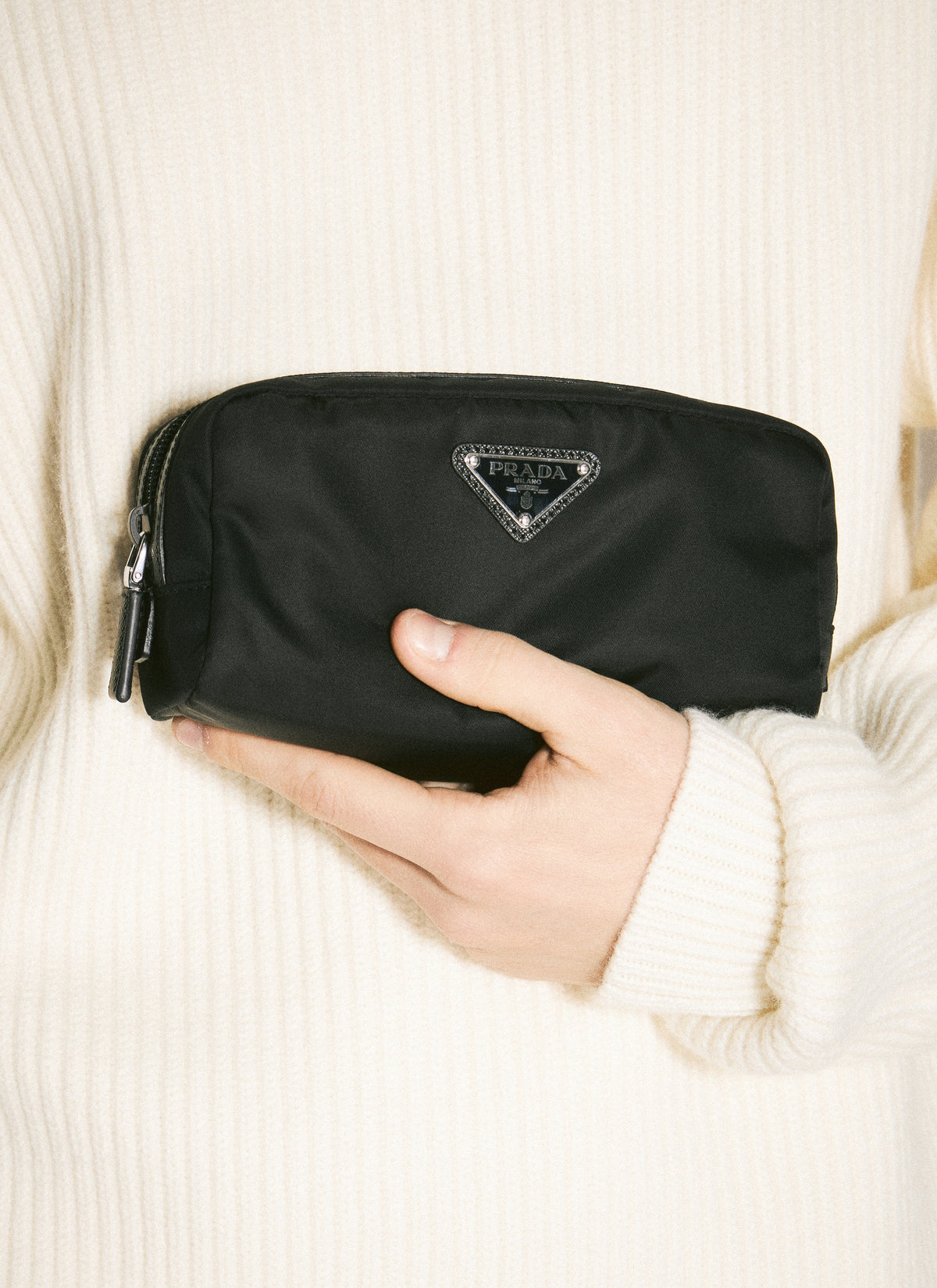 Prada Men Re-Nylon And Saffiano Leather Cosmetic Case