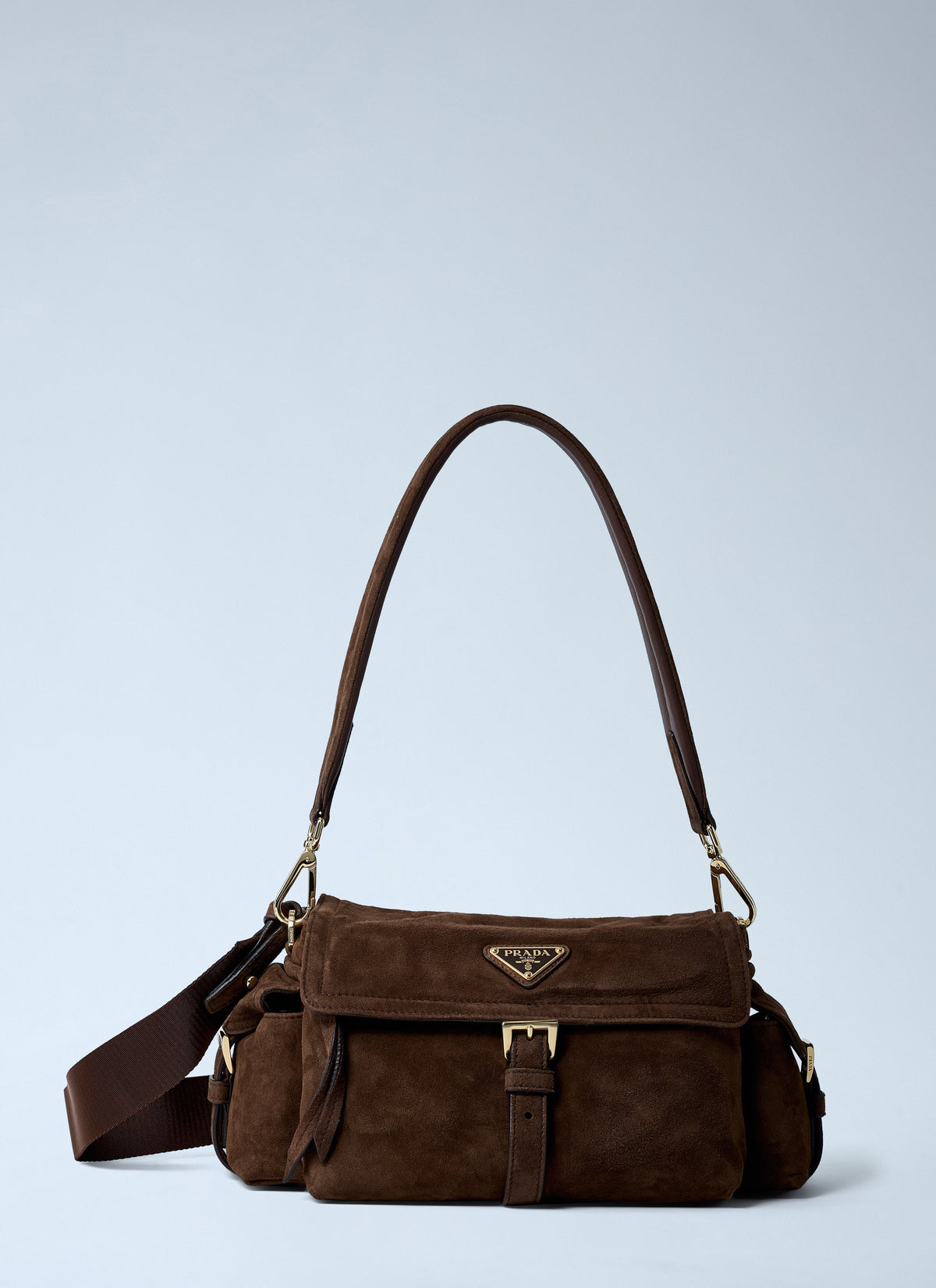 Prada Women Suede Explore Crossbody Bag