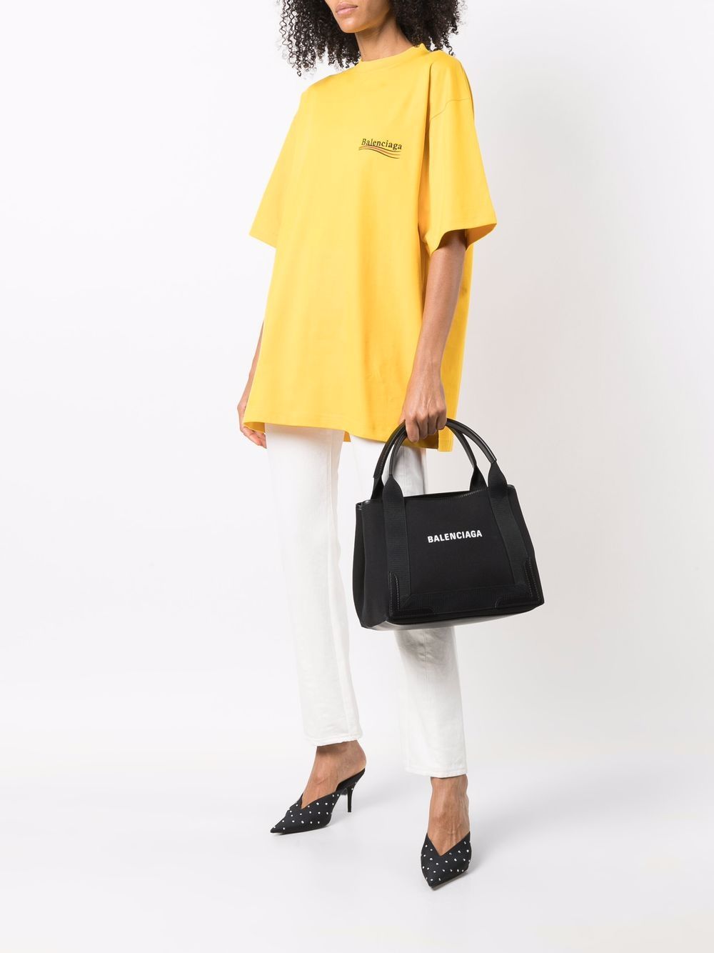 Balenciaga Women Navy Cabas Small Canvas Tote Bag