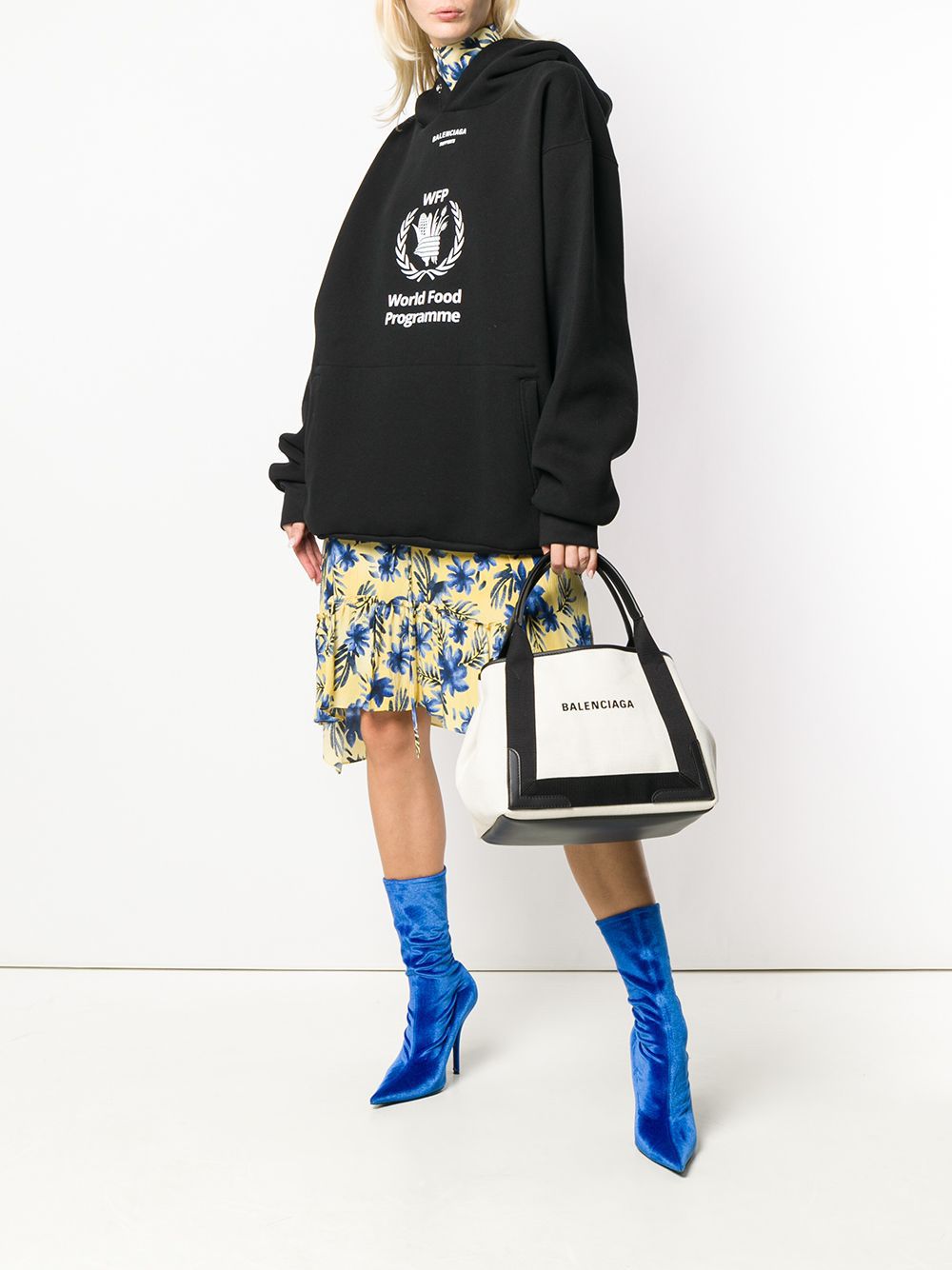 Balenciaga Women Navy Cabas Small Canvas Tote Bag